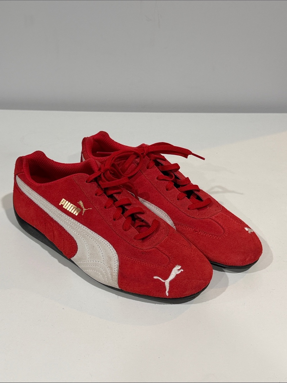 Puma Speedcat Red Suede Athletic Sneakers with White Formstrip 8.5